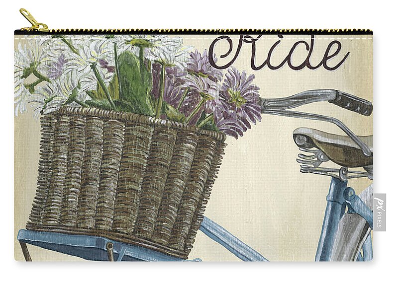 Bike Zip Pouch featuring the painting Enjoy the Ride Vintage by Debbie DeWitt