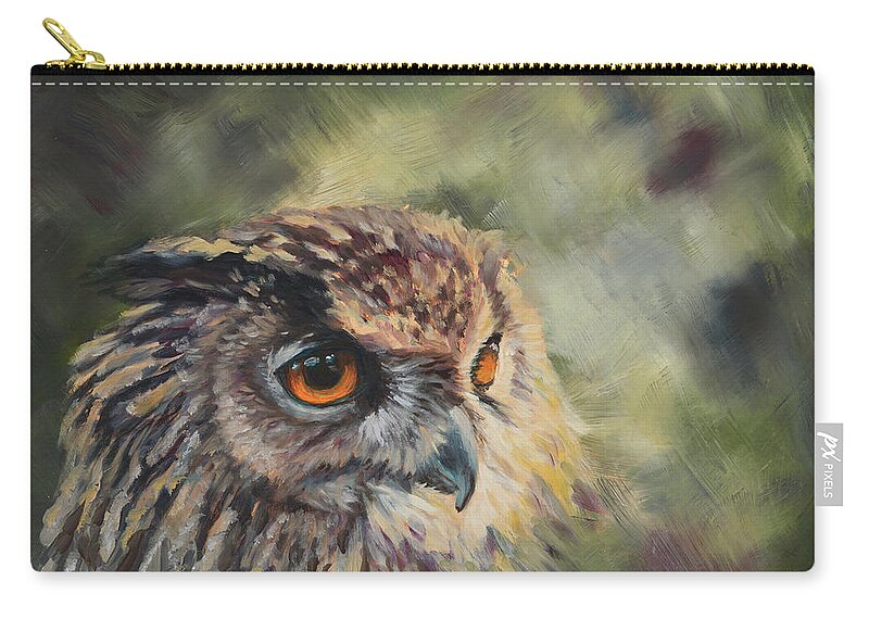 Owl Zip Pouch featuring the painting Enlightened by Kirsty Rebecca