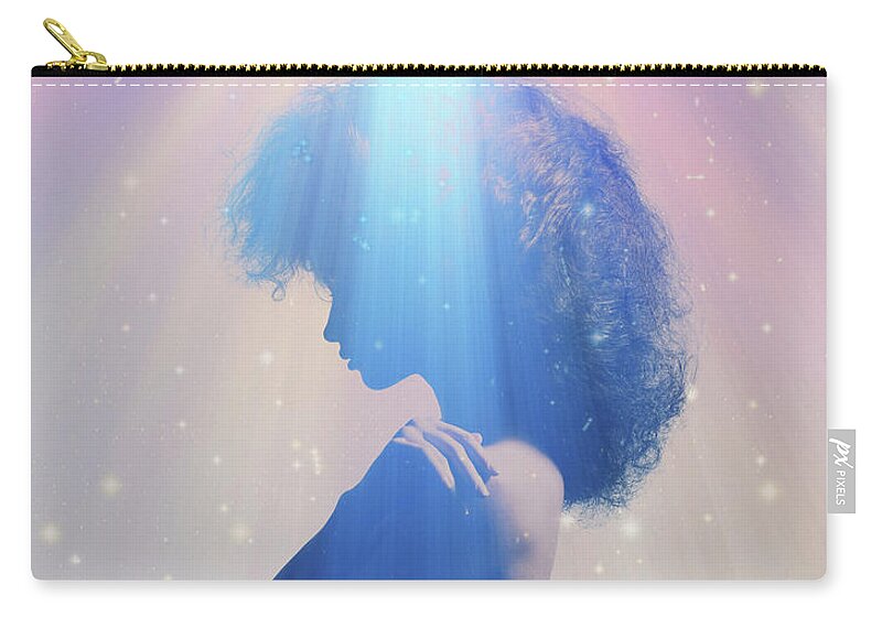 Girl In Light Zip Pouch featuring the digital art Enlightened by Lilia S