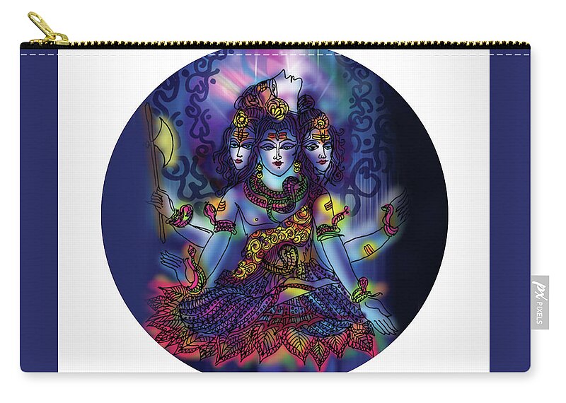 Shiva Zip Pouch featuring the painting Enlightened Shiva by Guruji Aruneshvar Paris Art Curator Katrin Suter