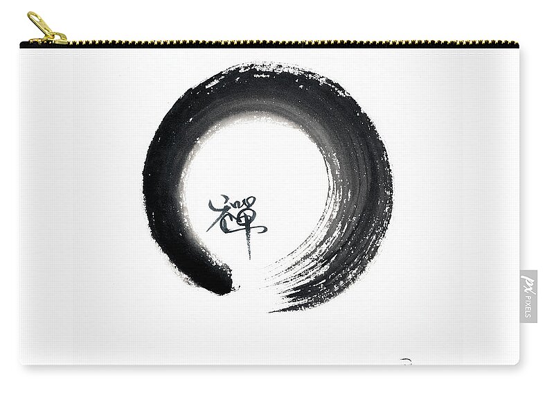 Enso Zip Pouch featuring the painting Enso Zen by Oiyee At Oystudio