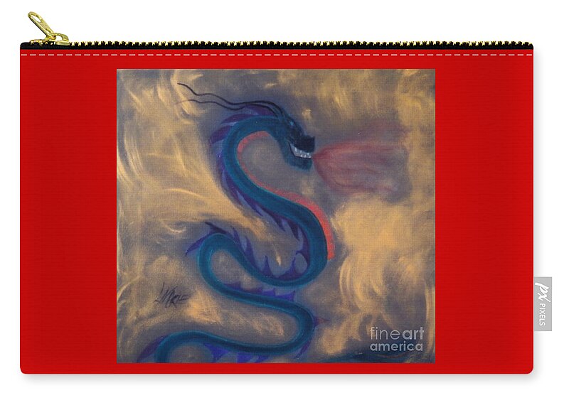 Dragon Carry-all Pouch featuring the painting Enter the Dragon by Artist Linda Marie
