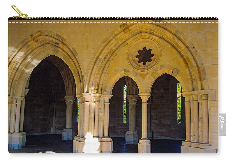  Abbey Of New Clairvaux Zip Pouch featuring the photograph Entrance into the Sacred area of the Abbey by Tikvah's Hope
