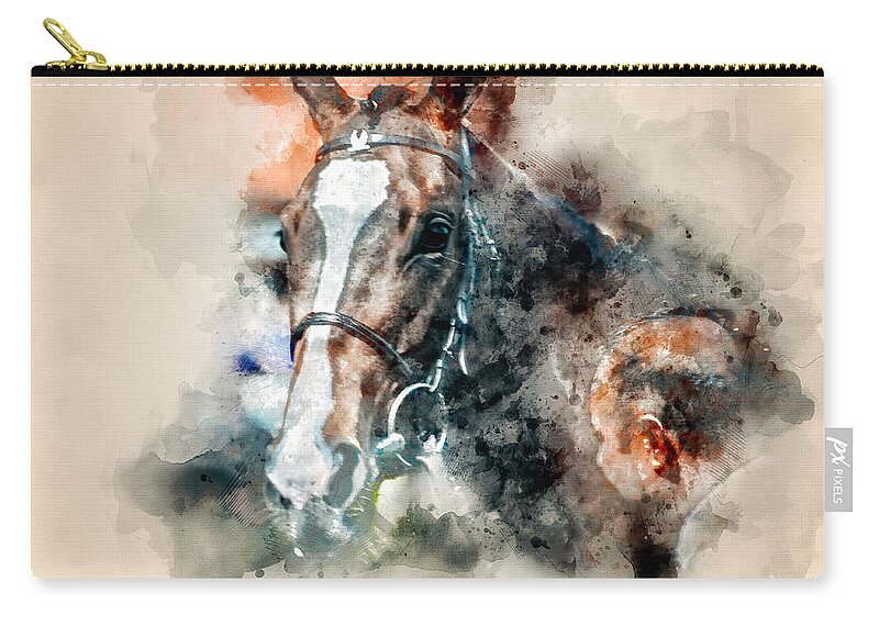 Sevenstyles Zip Pouch featuring the photograph Equine Watercolour I by Jack Torcello