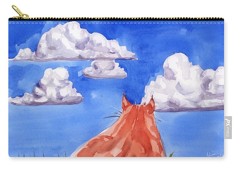 Cat Zip Pouch featuring the painting Ernesto's dream by Mimi Boothby