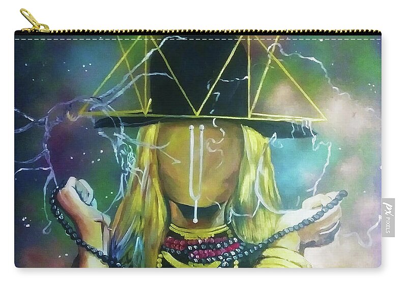 Erykah Badu My Muse Zip Pouch featuring the painting Erykah the Universe by Femme Blaicasso