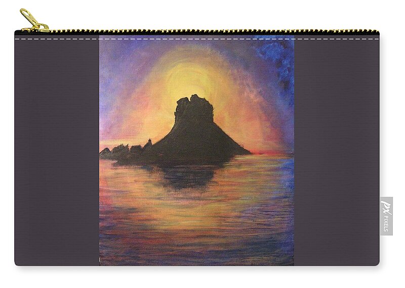 Sunset Zip Pouch featuring the painting Es Vedra Sunset I by Lizzy Forrester