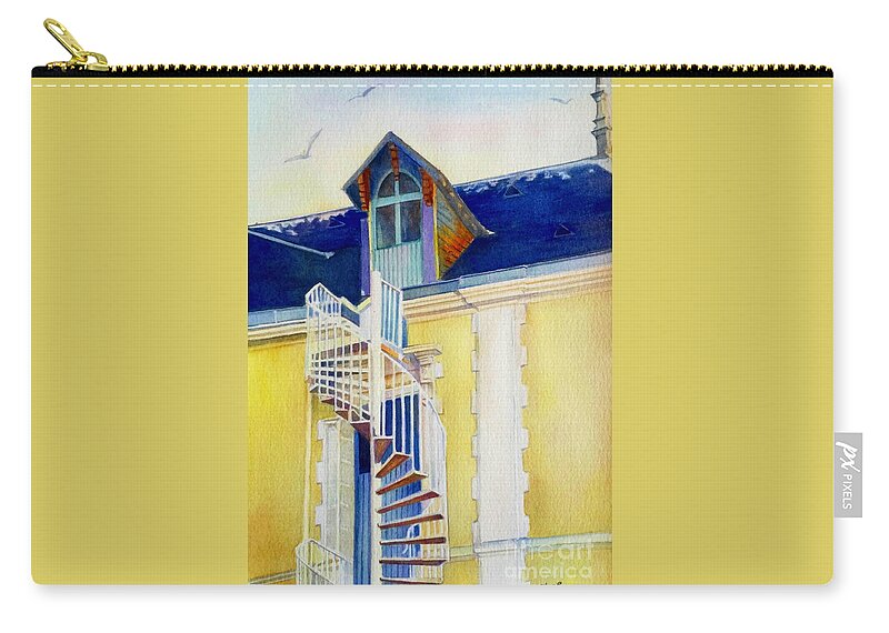 Escalier Carry-all Pouch featuring the painting Escalier du Grenier by Francoise Chauray
