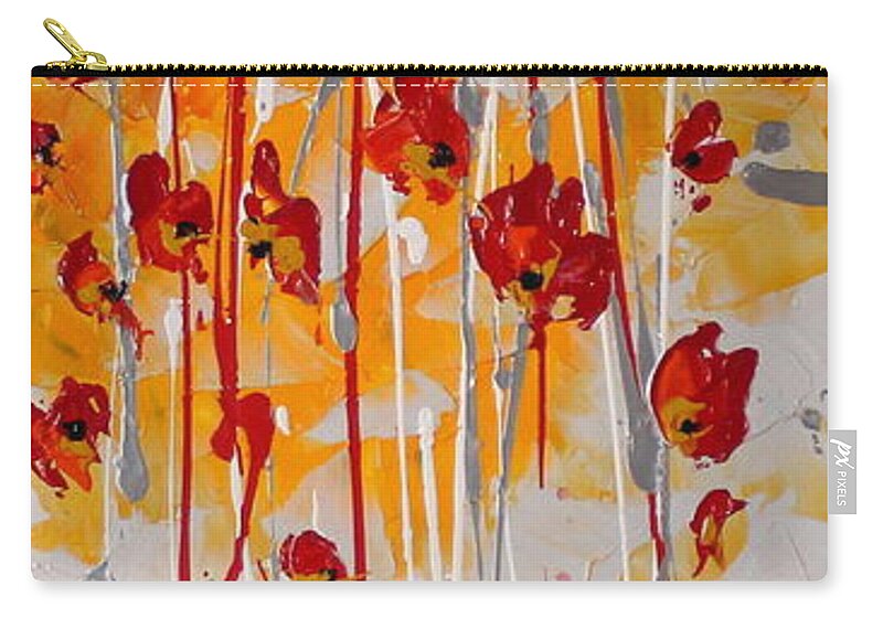 Red Zip Pouch featuring the painting Esteem by Preethi Mathialagan