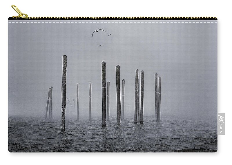 Ethereal Pilings Zip Pouch featuring the photograph Ethereal Pilings by Marty Saccone