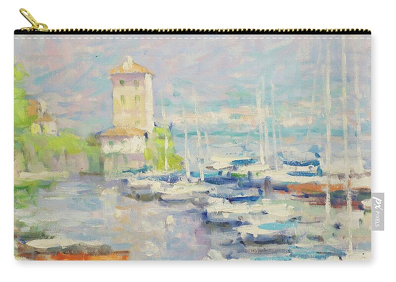 Fresia Zip Pouch featuring the painting Etude in Warm Blue by Jerry Fresia