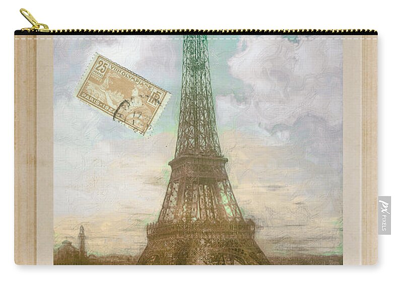 Vintage Venice Zip Pouch featuring the painting European Vacation Postcard Paris by Mindy Sommers