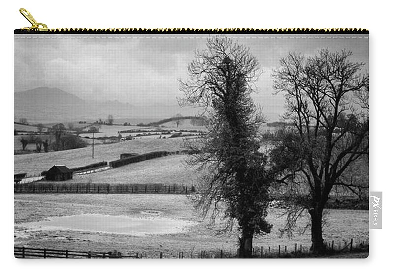 Horses Zip Pouch featuring the photograph Even The Horses Need Coats In Ireland by Aleck Cartwright