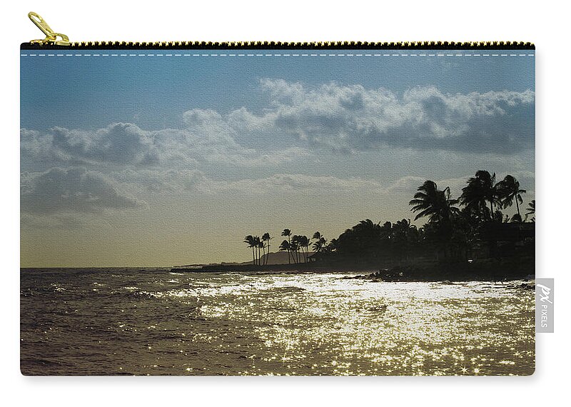 Bonnie Follett Zip Pouch featuring the photograph Evening at Poipiu Kauai by Bonnie Follett