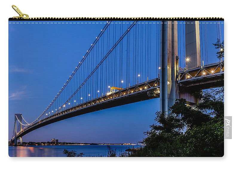 Brooklyn Zip Pouch featuring the photograph Evening at Verrazano-Narrows Bridge by SAURAVphoto Online Store