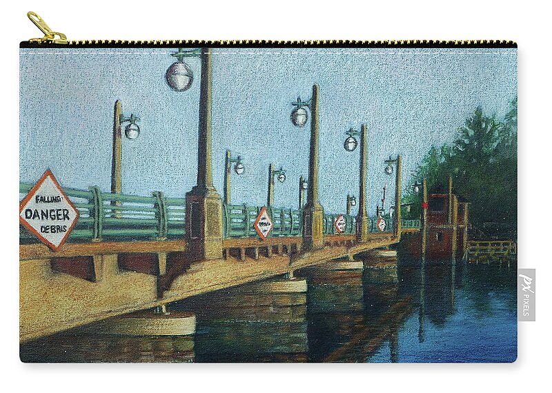 Bayville Zip Pouch featuring the painting Evening, Bayville Bridge by Susan Herbst