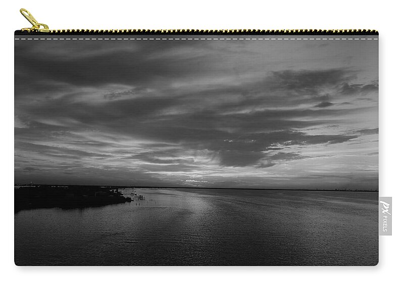 Black And White Zip Pouch featuring the photograph Evening Glow Black and White by Jerry Connally