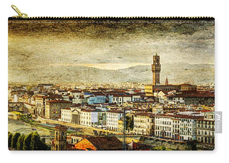 Florence Zip Pouch featuring the photograph Evening in Florence - Vintage Version by Weston Westmoreland