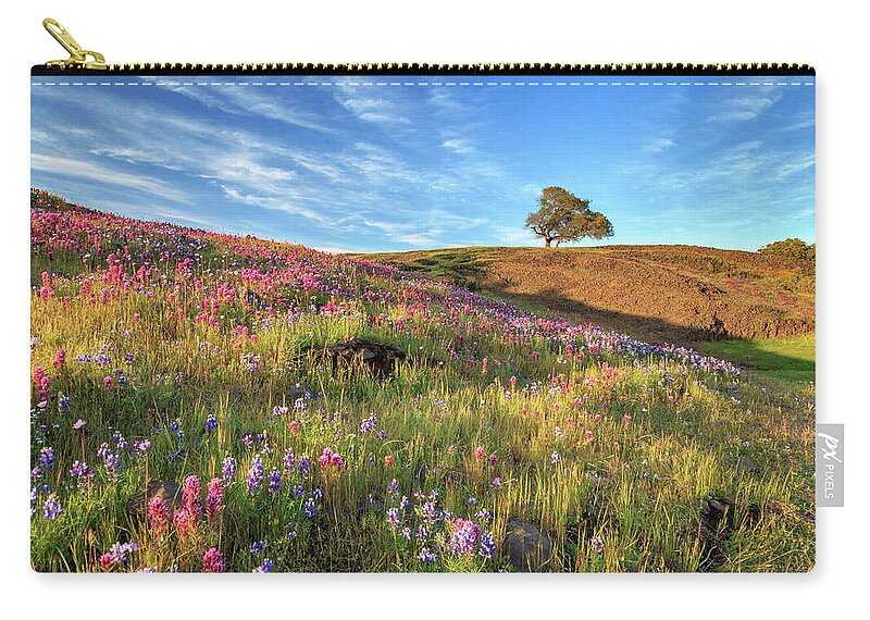 Spring Zip Pouch featuring the photograph Evening Light At North Table Mountain by James Eddy
