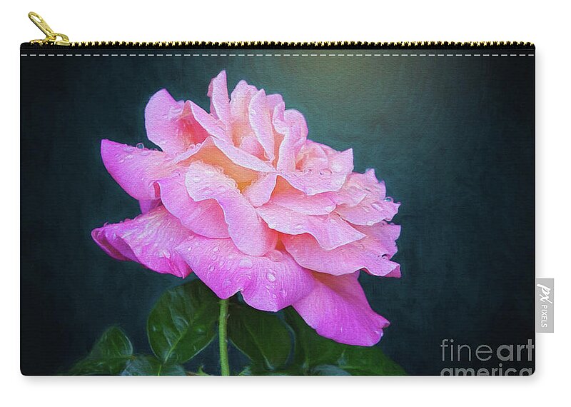 Nature Zip Pouch featuring the digital art Evening Rose by Sharon McConnell