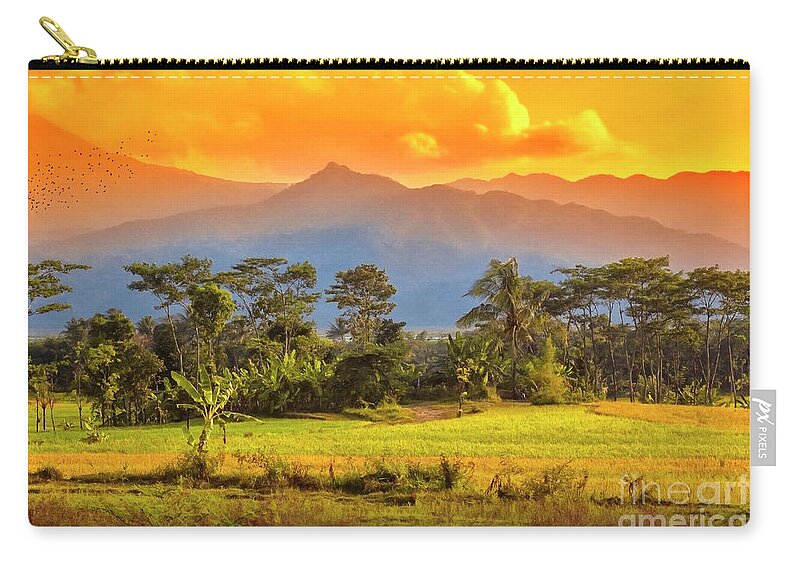 Mountains Zip Pouch featuring the photograph Evening Scene by Charuhas Images