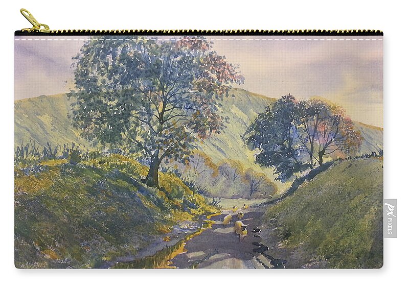 Glenn Marshall Artist Zip Pouch featuring the painting Evening Stroll in Millington Dale by Glenn Marshall