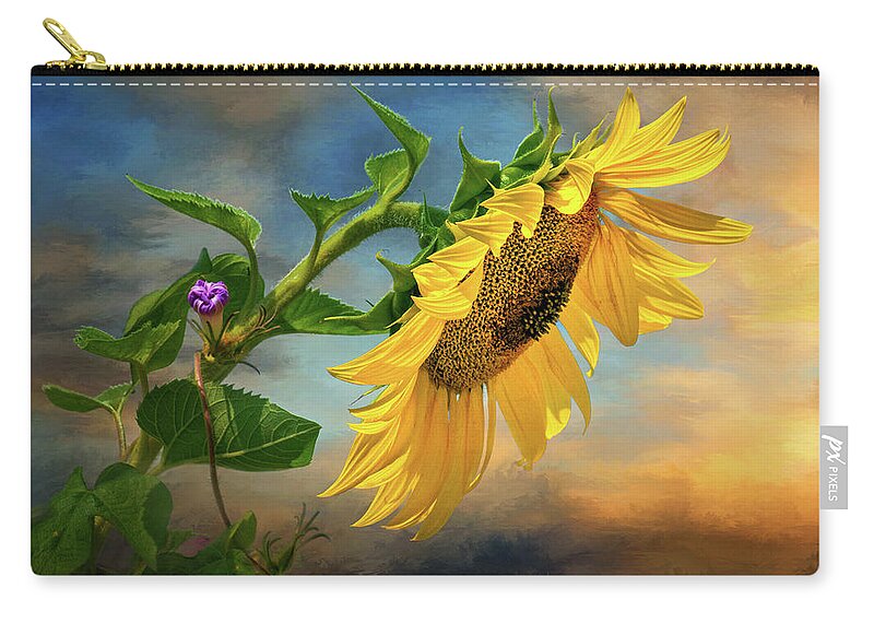 Evening Sunflower Zip Pouch featuring the photograph Evening Sunflower by Carolyn Derstine