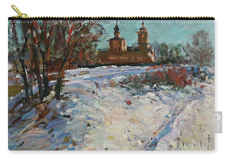 Plein Air Zip Pouch featuring the painting Evening the Trigorskoe by Juliya Zhukova