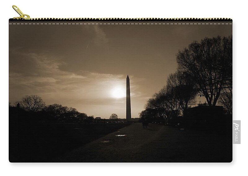 Washington Zip Pouch featuring the photograph Evening Washington Monument Silhouette by Betsy Knapp