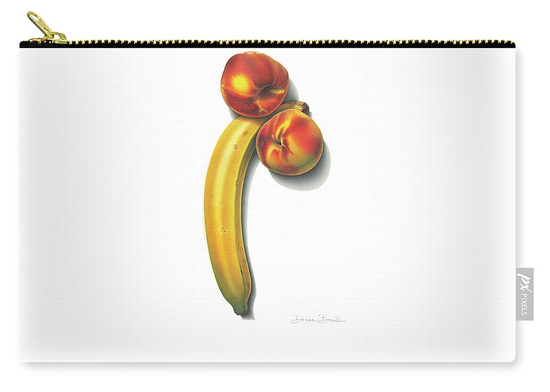 Banana Zip Pouch featuring the drawing Eve's Favorite Fruit by Donna Basile
