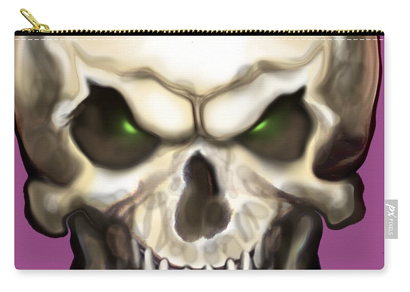 Skull Zip Pouch featuring the painting Evil Skull by Kevin Middleton