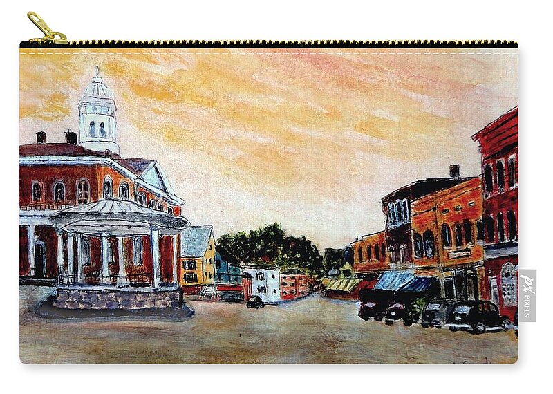 Exeter Zip Pouch featuring the painting Exeter NH circa 1920 by Anne Sands