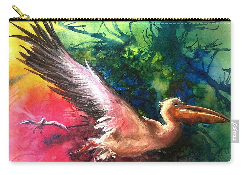 Pelican Zip Pouch featuring the painting Exhilarated - original sold by Therese Alcorn