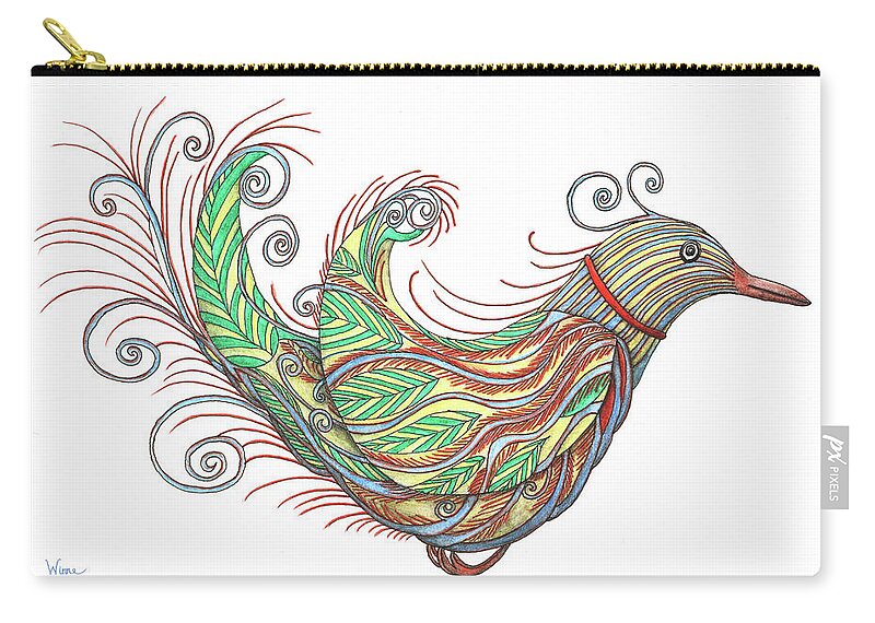 Lise Winne Zip Pouch featuring the painting Exotic Bird I by Lise Winne