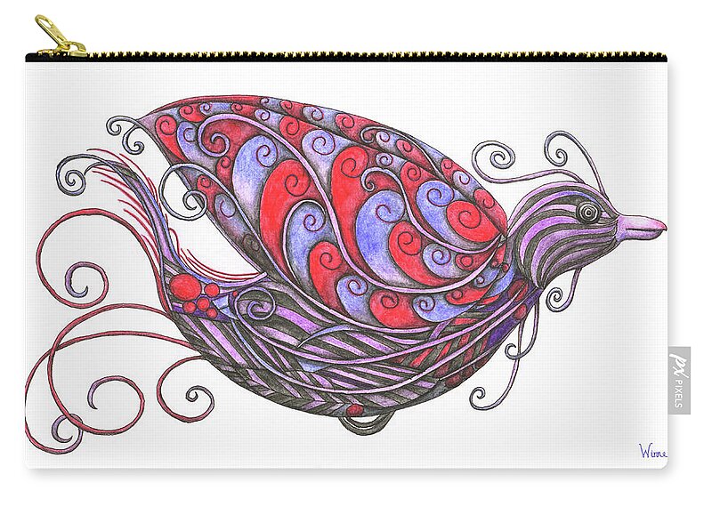 Lise Winne Zip Pouch featuring the painting Exotic Bird V by Lise Winne