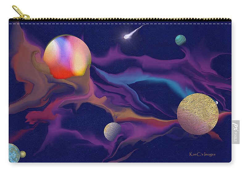 Cosmos Zip Pouch featuring the digital art Exotic Worlds 2 by Kae Cheatham