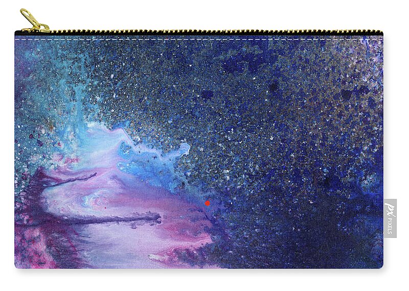 Abstract Zip Pouch featuring the painting Expanding The Space - Contemporay Blue Vibrant Abstract Painting by Modern Abstract