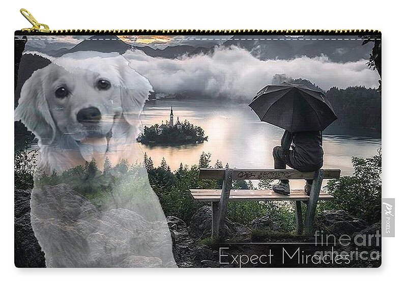 Miracles Zip Pouch featuring the digital art Expect Miracles by Kathy Tarochione
