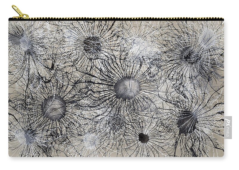 Abstract Zip Pouch featuring the painting Exploflora Series No 6 by Sumit Mehndiratta