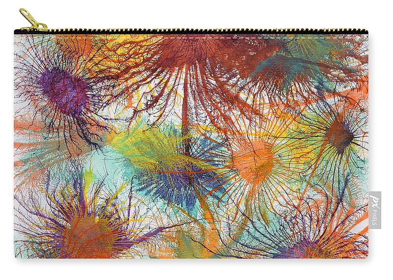 Colourful Zip Pouch featuring the painting Exploflora Series Number 4 by Sumit Mehndiratta