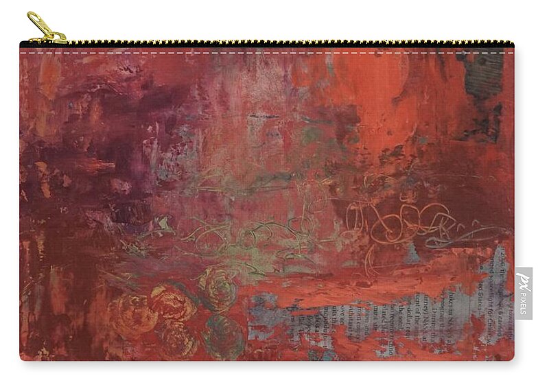 Red Zip Pouch featuring the painting Exploration 1 by Marcy Brennan