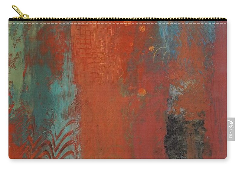 Red Zip Pouch featuring the painting Exploration 2 by Marcy Brennan