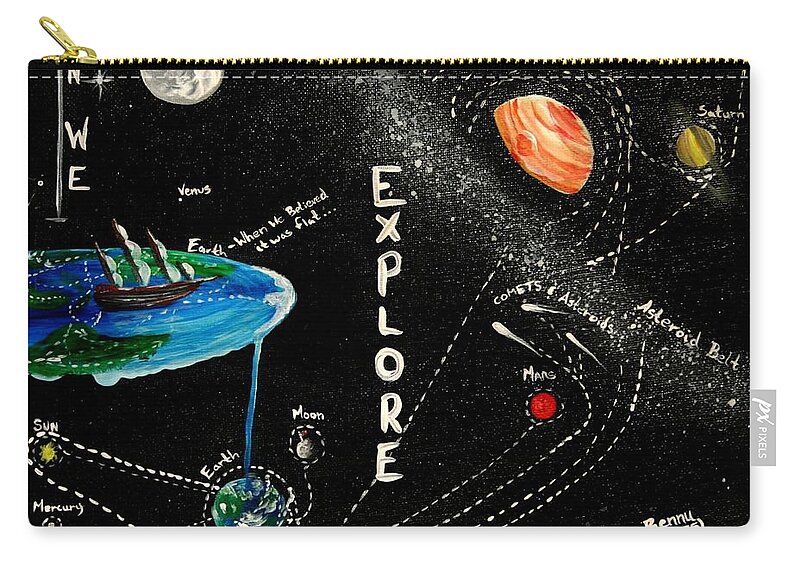 Snapshot Zip Pouch featuring the painting Explore and Discover Collector Edition by M E