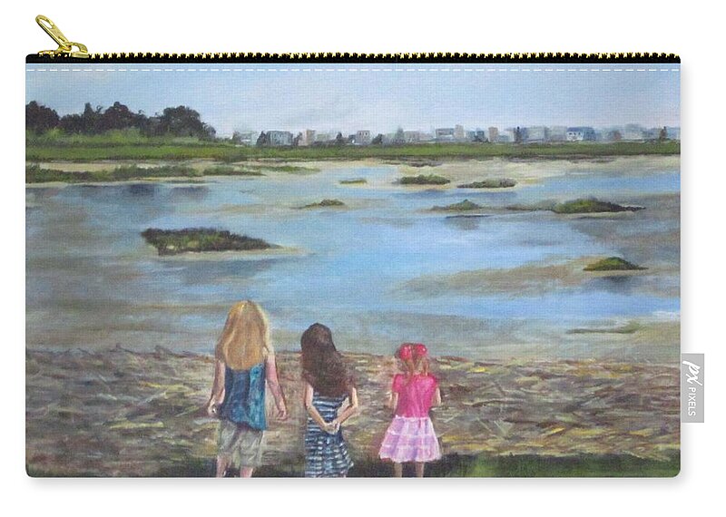 Acrylic Carry-all Pouch featuring the painting Exploring The Marshes by Paula Pagliughi
