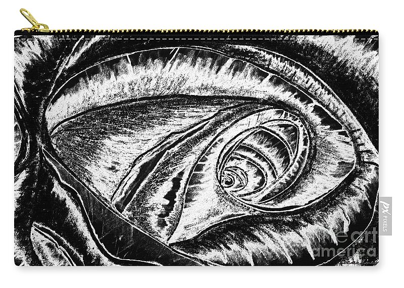 Abstract Zip Pouch featuring the painting A0216A Expressive Abstract Black and White by Ricardos Creations