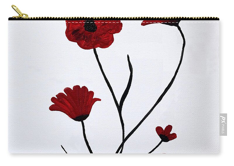 Abstract Zip Pouch featuring the painting Expressive Abstract Poppies A61516 by Mas Art Studio