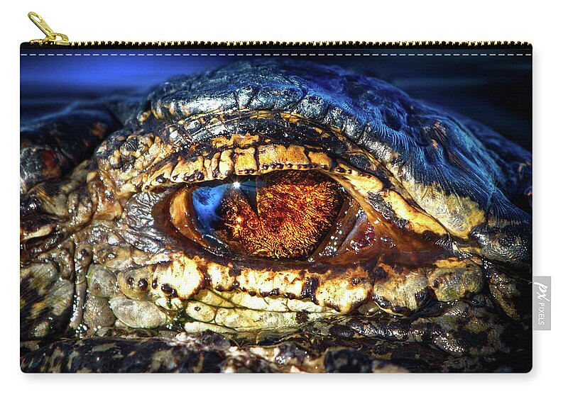 Alligator Zip Pouch featuring the photograph Eye of the Apex by Mark Andrew Thomas