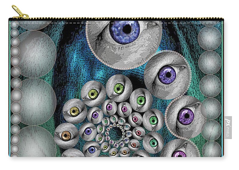 Lettering Signs And Word Paintings Zip Pouch featuring the digital art Eyeballs by Becky Titus
