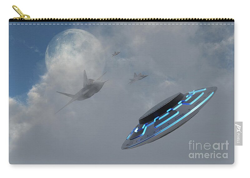 Horizontal Zip Pouch featuring the digital art F-22 Stealth Fighter Jets On The Trail by Mark Stevenson