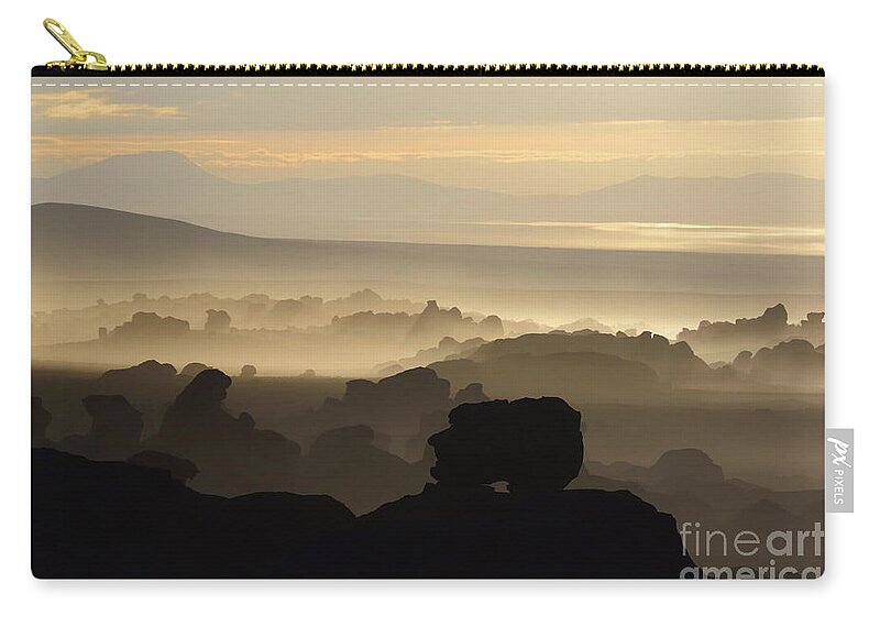 Bolivia Zip Pouch featuring the photograph Face in the Rocks North Lipez Bolivia by James Brunker